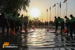 پاکبان‌های مشهدی، خیابان‌های نجف را رفت و روب می‌کنند