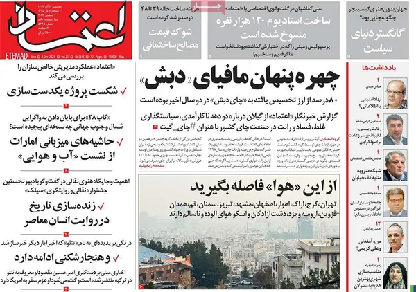 صفحه نخست روزنامه‌های کشور - دوشنبه ۱۳ آذر ۱۴۰۲