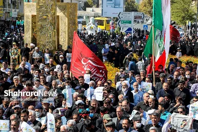 راهپیمایی مردم مشهد در محکومیت اغتشاشات اخیر و تشییع شهدای مدافع امنیت