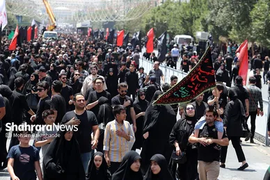 عکس| عزاداری زائران حرم مطهر رضوی در ظهر عاشورا