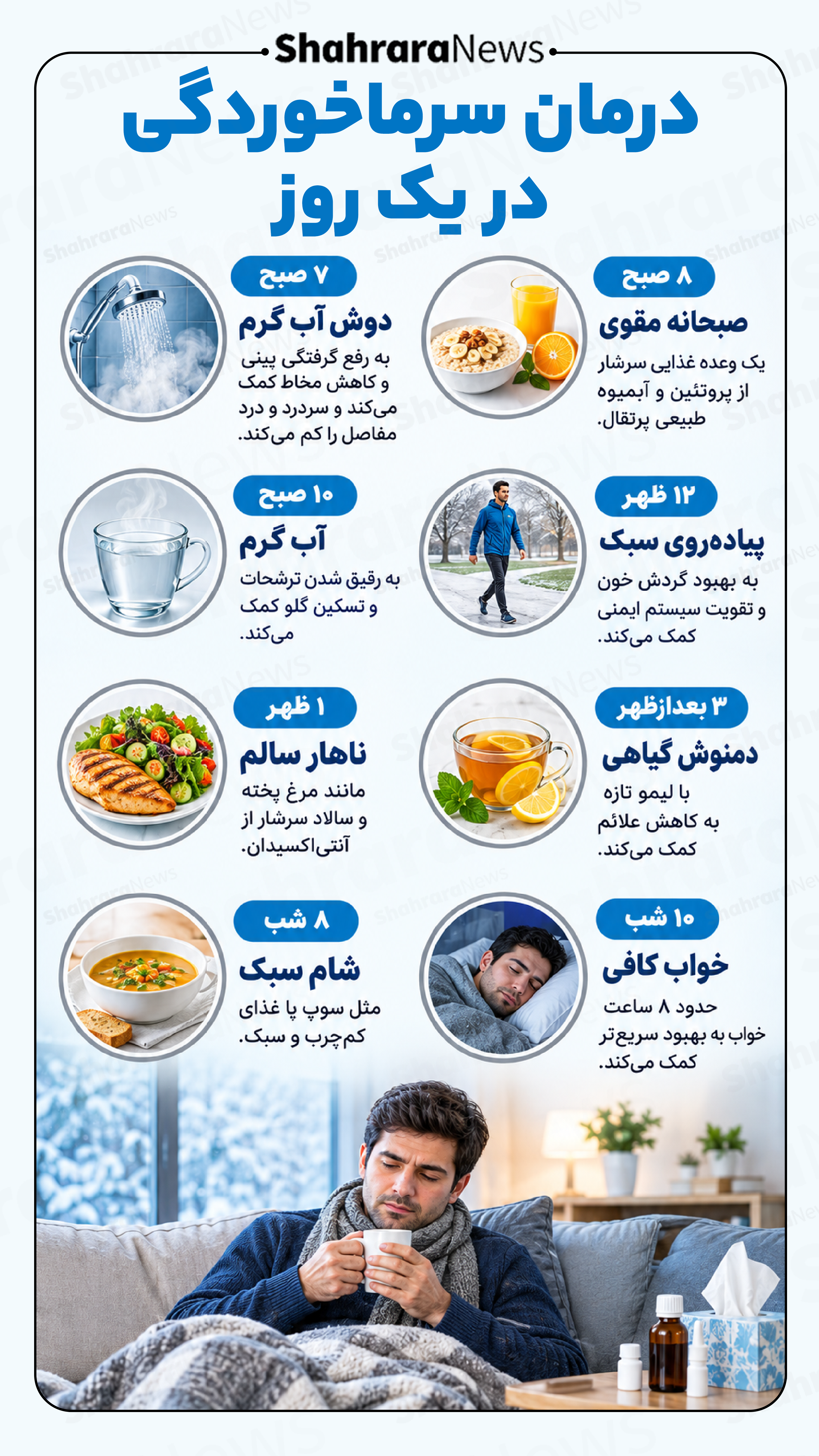 اینفوگرافی| درمان سرماخوردگی در یک روز