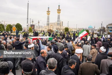 گزارش تصویری | مراسم تشییع پیکر ۸ شهید اقتدار ایران اسلامی در مشهد (۱۳ اسفند ۱۴۰۴)