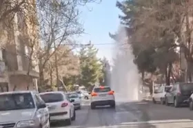 ویدئو | ترکیدگی لوله آب در بزرگراه شهید کلانتری مشهد (۳ اسفند ۱۴۰۴)