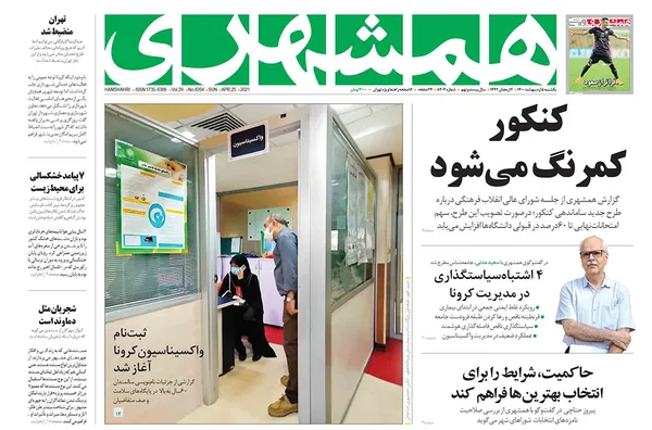 صفحه نخست روزنامه‌های کشور - یکشنبه ۵ اردیبهشت ۱۴۰۰
