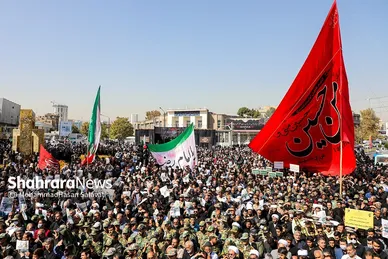 راهپیمایی مردم مشهد در محکومیت اغتشاشات اخیر و تشییع شهدای مدافع امنیت