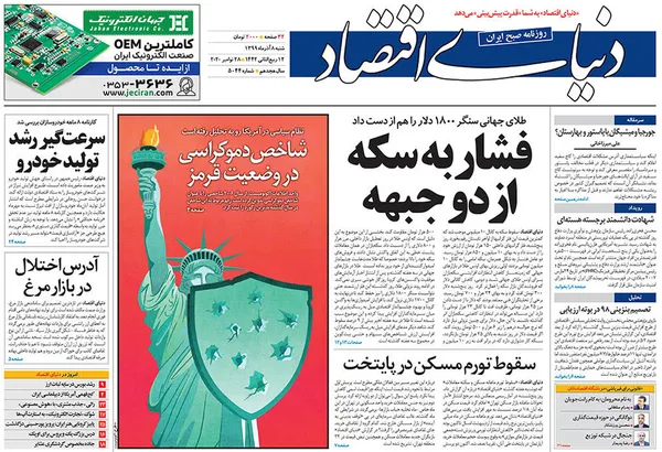 صفحه نخست روزنامه‌های کشور - شنبه ۸ آذر ۱۳۹۹