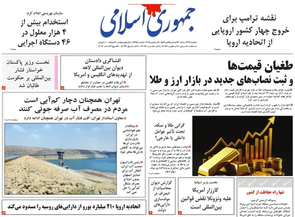صفحه نخست روزنامه‌های کشور - یکشنبه ۲۳ آذر ۱۴۰۴
