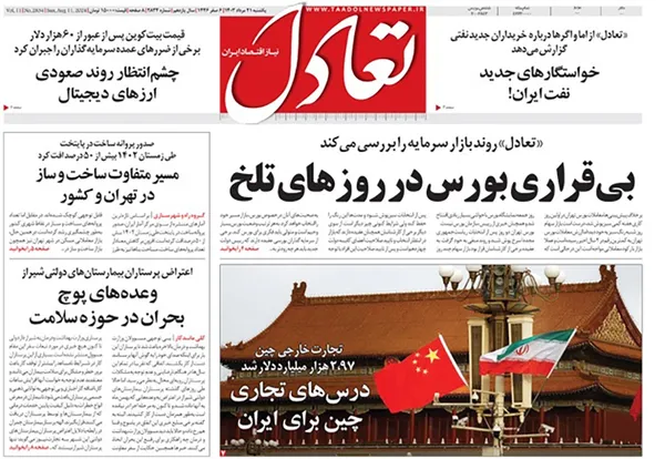 صفحه نخست روزنامه‌های کشور - یکشنبه ۲۱ مرداد ۱۴۰۳