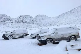 ویدئو | تگرگ و برف سنگین در عربستان