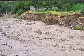 ویدئو| سیل در روستای آل و حمام قلعه کلات خراسان رضوی