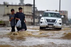 ویدئو| تصاویری از سیل شدید در عربستان