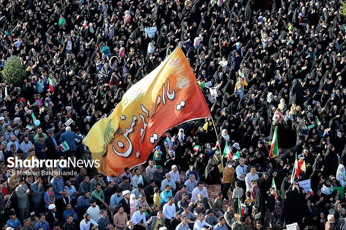 مشهدالرضا(ع)، هم‌صدا با طنین حجاب و غیرت | اجتماع باشکوه حمایت از «طرح نور فراجا» برگزار شد + فیلم
