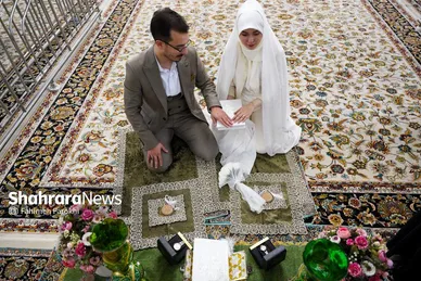 گزارش تصویری | عقد بالا سر حضرت ؛ لحظه شیرین وصال