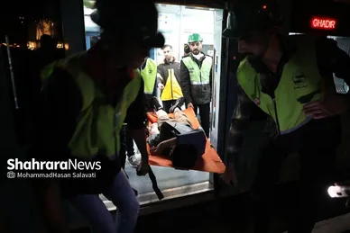 مانور اضطراری خارج شدن قطار شهری از ریل در مشهد