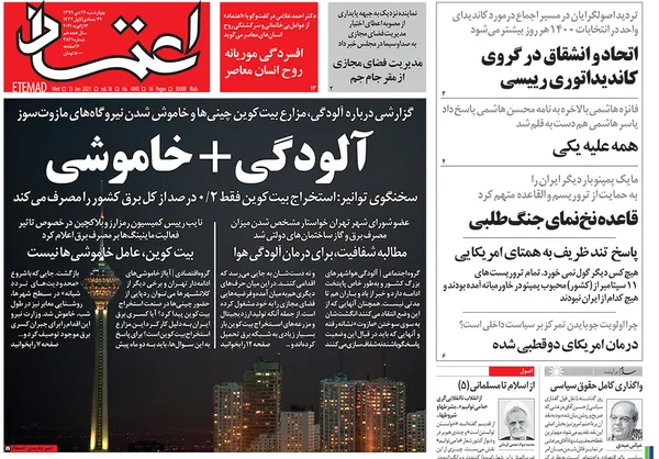 صفحه نخست روزنامه‌های کشور - چهارشنبه ۲۴ دی ۱۳۹۹