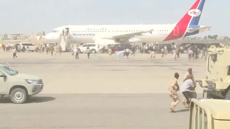 فیلم انفجار و تیراندازی در فرودگاه شهر عدن