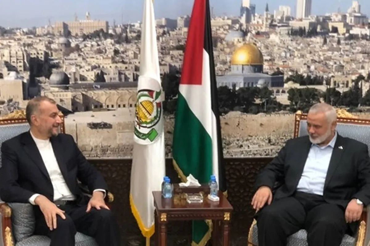 دیدار «امیرعبداللهیان» با اسماعیل هنیه در دوحه + فیلم