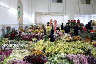 گل آرایی حرم مطهر رضوی در آستانه میلاد امام رضا (ع)