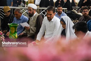 گزارش تصویری | عقد بالا سر حضرت ؛ لحظه شیرین وصال