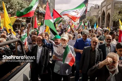 راهپیمایی انزجار مردم مشهد از جنایات رژیم صهیونیستی در لبنان و فلسطین