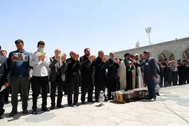 مراسم تشییع حاج فضل‌الله برهانی در حرم مطهر رضوی