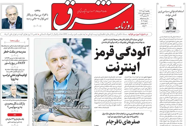 صفحه نخست روزنامه‌های کشور - یکشنبه ۲ دی ۱۴۰۳