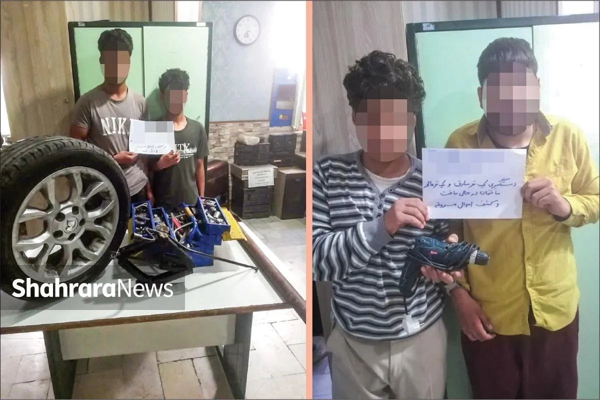 پلیس مشهد در جریان رسیدگی به ۲ پرونده سرقت، ۴ متهم را دستگیر کرد | راز پژو سبز لجنی برملا شد
