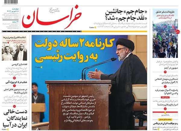 صفحه نخست روزنامه‌های کشور - چهارشنبه ۸ شهریور ۱۴۰۲