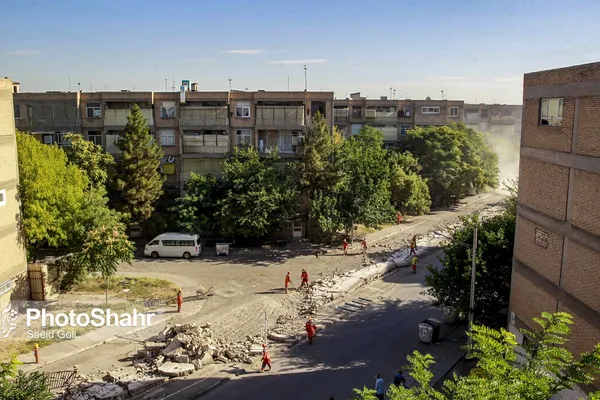 دیوار حائل شهرک پردیس و شهرک شهید بهشتی مشهد تخریب شد