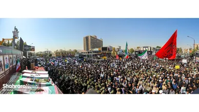 راهپیمایی مردم مشهد در محکومیت اغتشاشات اخیر و تشییع شهدای مدافع امنیت
