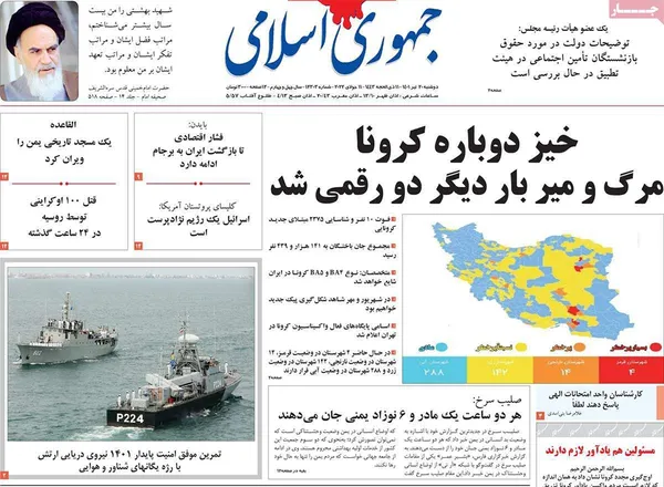 صفحه نخست روزنامه‌های کشور - دوشنبه ۲۰ تیر ۱۴۰۱