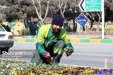گل‌کاری در نقاط مختلف شهر مشهد