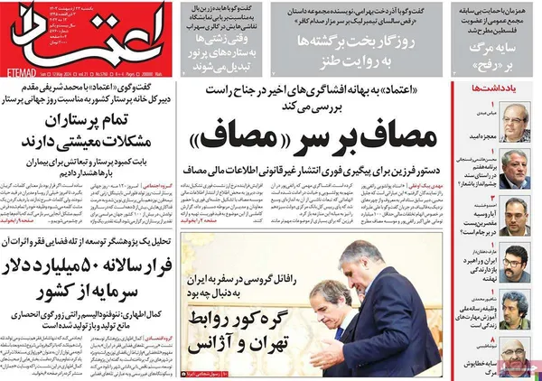 صفحه نخست روزنامه‌های کشور - یکشنبه ۲۳ اردیبهشت ۱۴۰۳