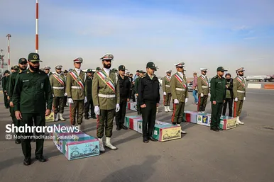 استقبال از پیکر مطهر ۱۲ شهید گمنام دفاع مقدس در فرودگاه هاشمی نژاد مشهد