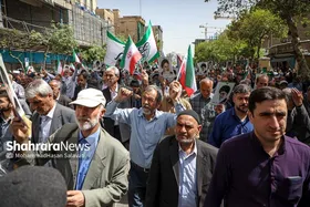 دوباره غیرت ملت، دوباره شور قیام | راهپیمایی نمازگزاران مشهدی در حمایت از عملیات &laquo;وعده صادق&raquo; برگزار شد + فیلم