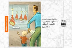 کارتون/یک فعال صنعت دام&zwnj;پروری: گوشت گوساله بخورید تا گوشت گوسفند ارزان شود