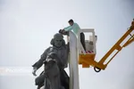 آیین رونمایی از یادمان «گذر سیاوش از آتش» در جلوخان فردوسی برگزار شد