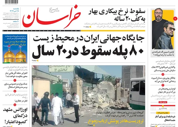 صفحه نخست روزنامه‌های کشور - یکشنبه ۱۸ تیر ۱۴۰۲