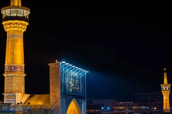 بارگاه ملکوتی رضوی در سوگ باب‌الحوائج(ع) سیاه‌پوش شد + تصاویر