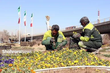 گل‌کاری در نقاط مختلف شهر مشهد