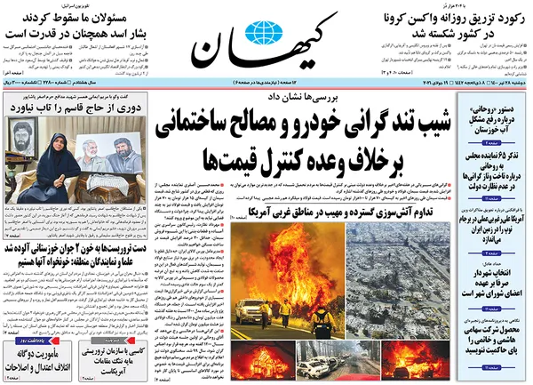 صفحه نخست روزنامه‌های کشور - دوشنبه ۲۸ تیر ۱۴۰۰