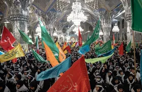 اجتماع اقتدار ۵ هزار نفری بسیجیان در رواق امام خمینی(ره) حرم مطهر رضوی + فیلم
