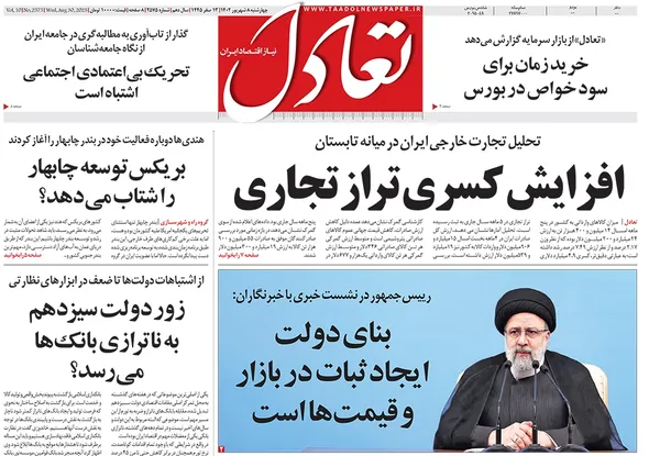 صفحه نخست روزنامه‌های کشور - چهارشنبه ۸ شهریور ۱۴۰۲